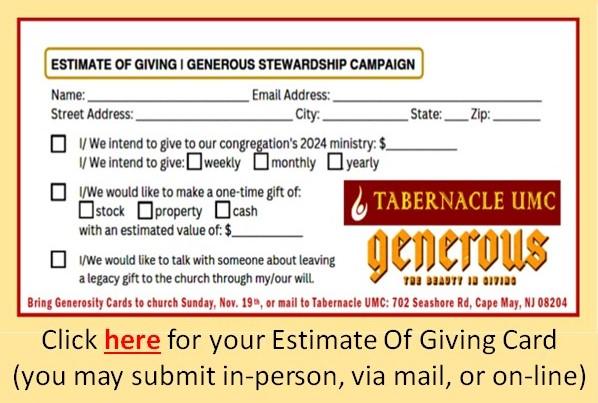 Estimate Of Giving Card